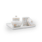 Kit Higiene Selva de Porcelana C/ Ouro 4 pçs