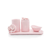 Kit Higiene Flores Rosa bebê 4 pçs