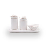 Kit Higiene Flores Branco Provençal 4 pçs