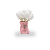 Vaso Crochê Tulipas Branca