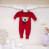 Saída Maternidade Bordado Urso Vermelha ( PP )