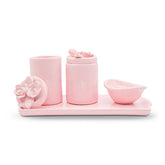 Kit Higiene Flores Rosa bebê 4 pçs