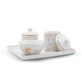 Kit Higiene Selva de Porcelana C/ Ouro 4 pçs