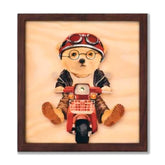 Quadro Urso Com Mobilete Com Luz