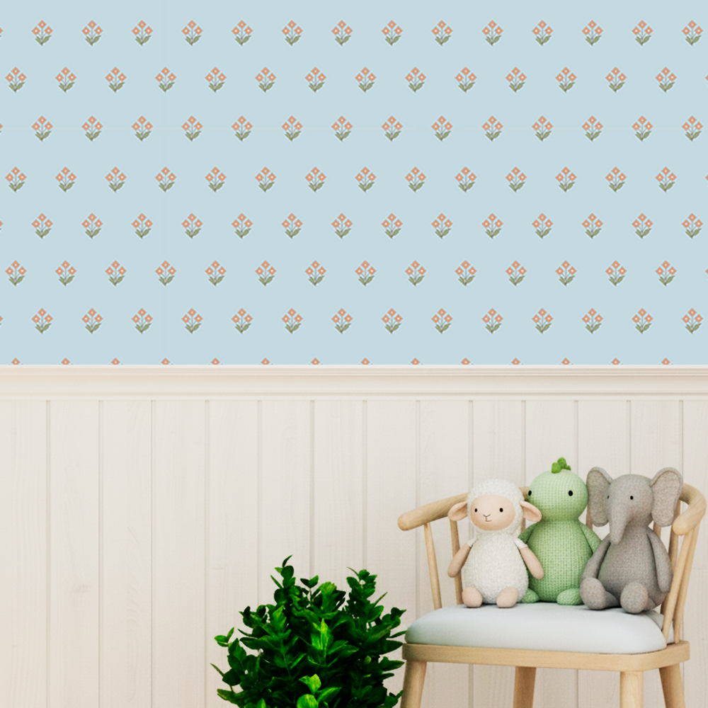 Papel Floral Azul  ( Faixa 1.70 H )