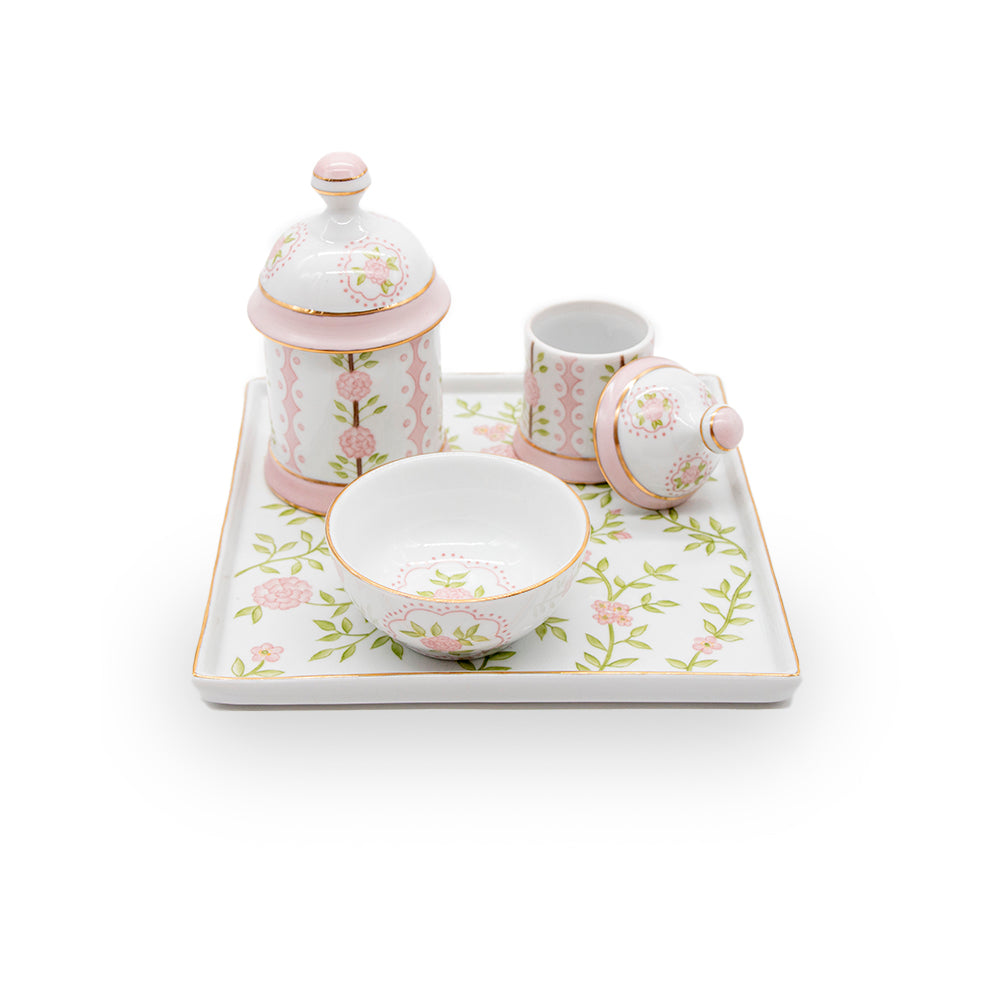 Kit Higiene Rose Garden - Coleção Monise Rosa 4 pçs