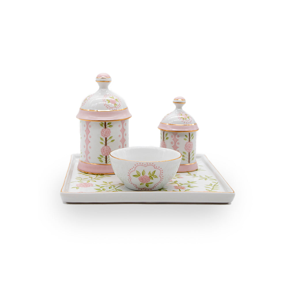 Kit Higiene Rose Garden - Coleção Monise Rosa 4 pçs
