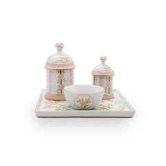 Kit Higiene Rose Garden - Coleção Monise Rosa 4 pçs