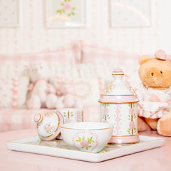 Kit Higiene Rose Garden - Coleção Monise Rosa 4 pçs