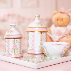 Kit Higiene Rose Garden - Coleção Monise Rosa 4 pçs