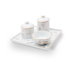 Kit Higiene Selva de Porcelana C/ Ouro 4 pçs