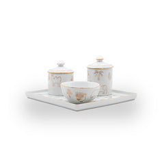 Kit Higiene Selva de Porcelana C/ Ouro 4 pçs
