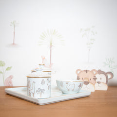 Kit Higiene Selva de Porcelana C/ Ouro 4 pçs