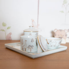 Kit Higiene Selva de Porcelana C/ Ouro 4 pçs