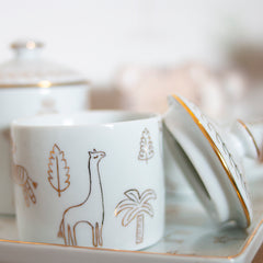 Kit Higiene Selva de Porcelana C/ Ouro 4 pçs