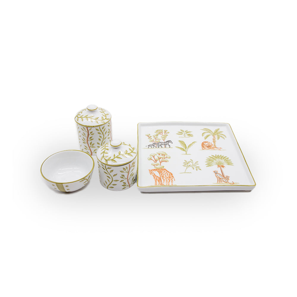 Kit Higiene Selva Porcelana - Coleção Safari 4 pçs