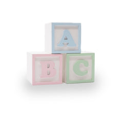 Enfeite De Prateleira - Kit Cubo Abc (Rosa/Branco/Azul)