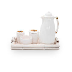 Kit Higiene Bambu Branco Com Garrafa