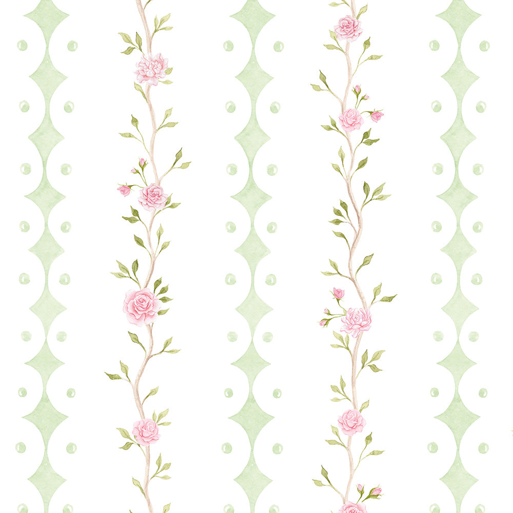 Papel Rose Garden Listras Verde