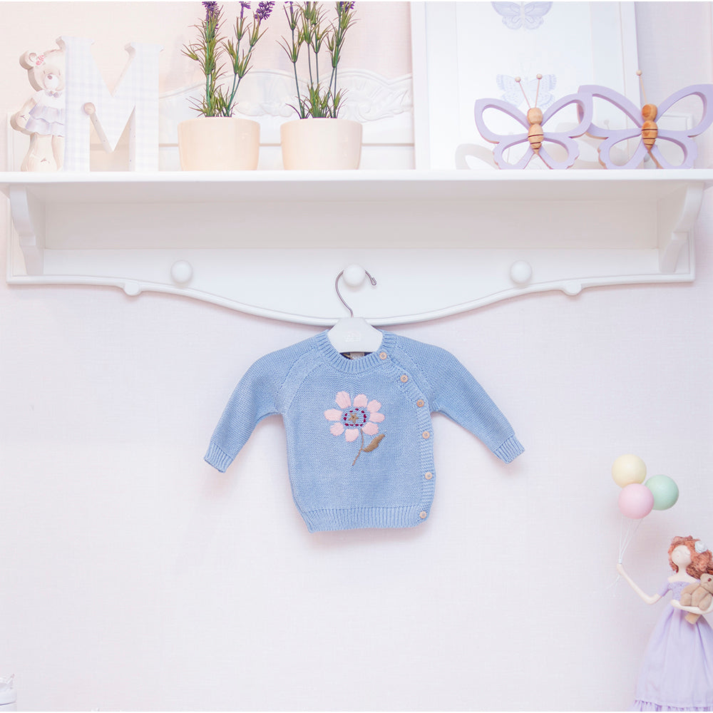 Casaco Flor Central Azul Bebe ( G )