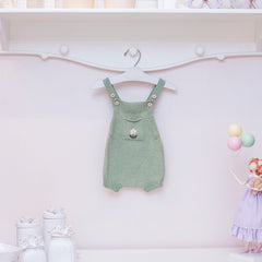 Romper Bolso Com Flor Verde ( M )