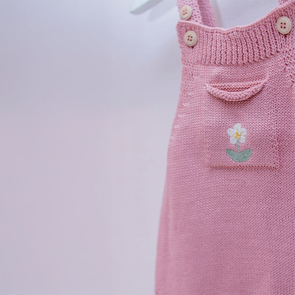 Romper Bolso Com Flor Rosa ( P )