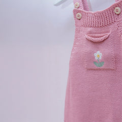 Romper Bolso Com Flor Rosa ( P )