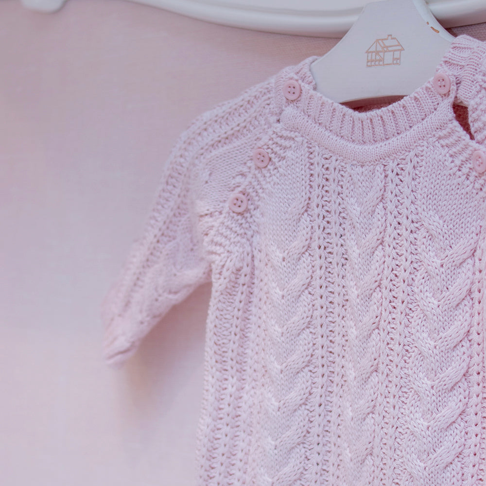 Saída Maternidade Trança Grossa Rosa Bebe ( PP )