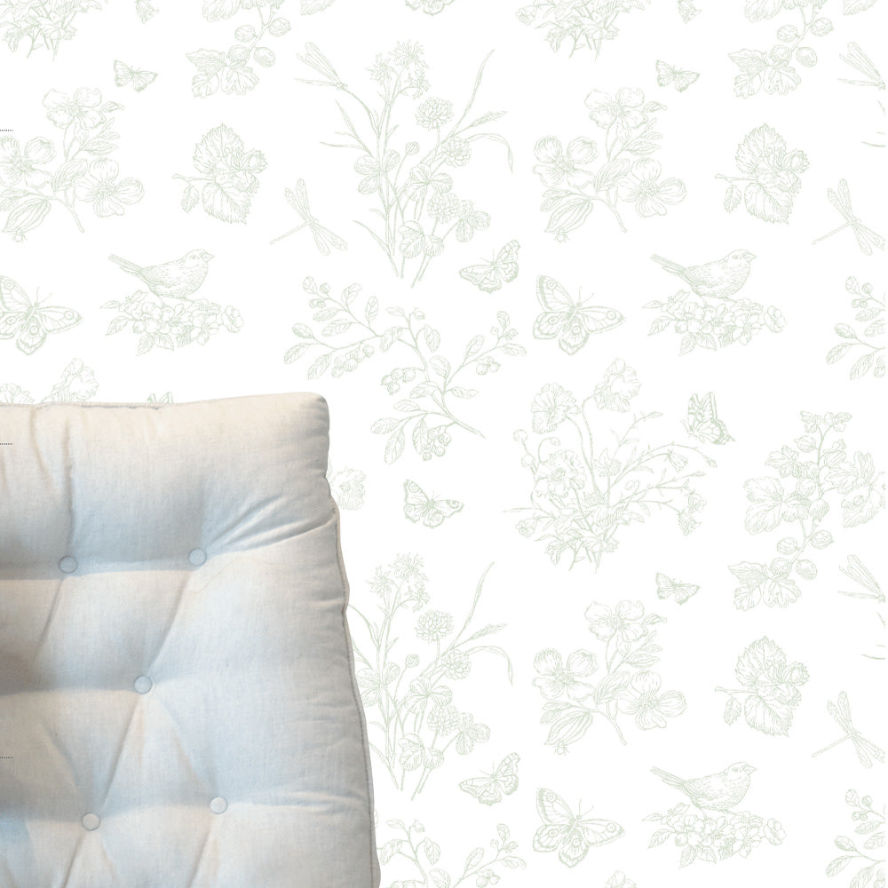 Papel Toile Borboletas Verde Floresta