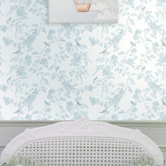 Papel Toile Passaros Azul Quartz  ( Faixa 1.70 H )