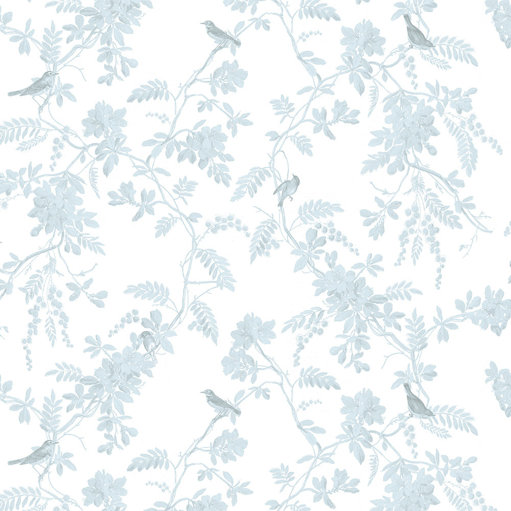 Papel Toile Pássaros Azul Quartz  ( Faixa 2.80 H )