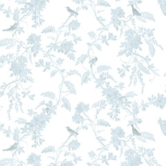 Papel Toile Pássaros Azul Quartz  ( Faixa 2.80 H )