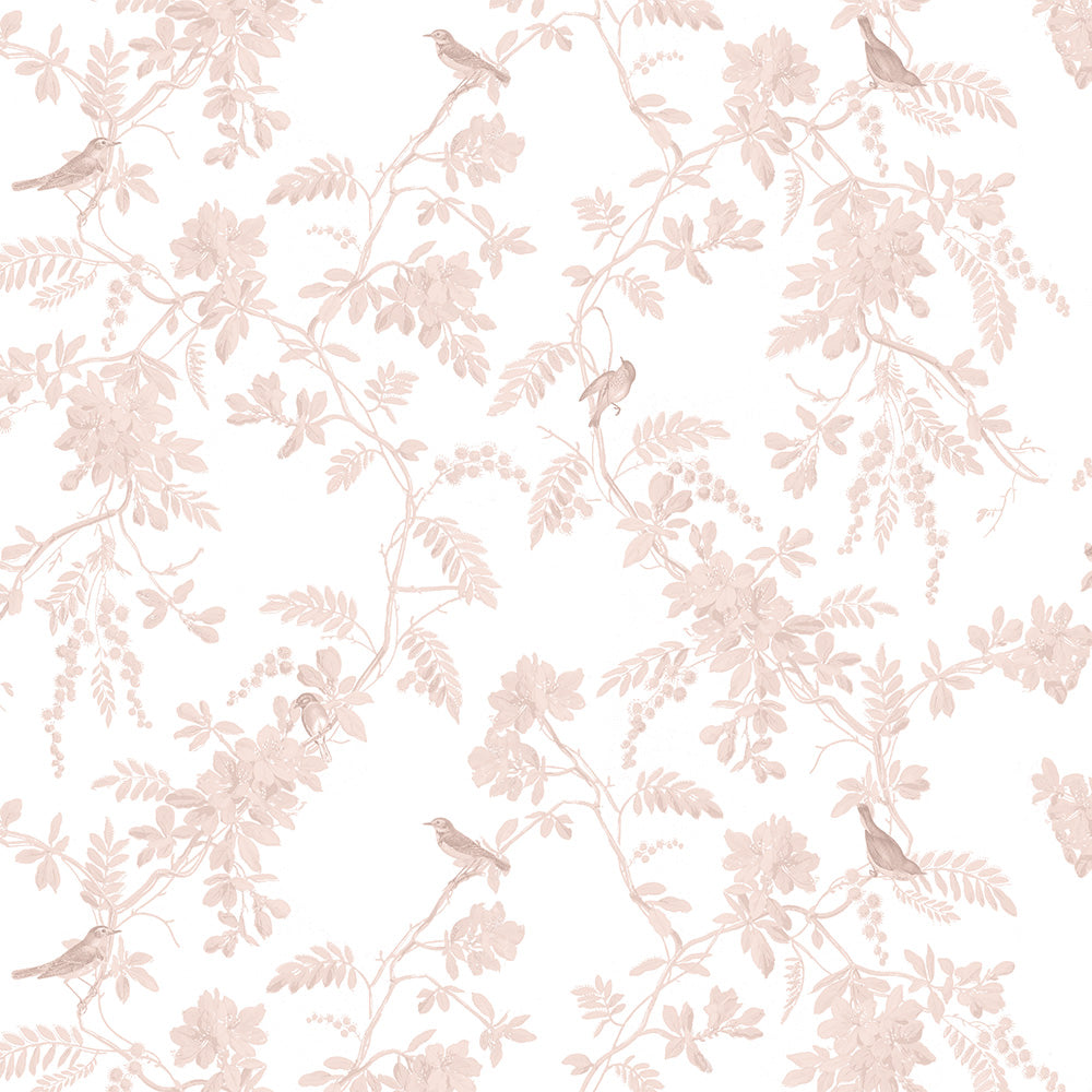 Papel Toile Pássaros Rosa Quartz