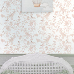 Papel Toile Pássaros Rosa Quartz