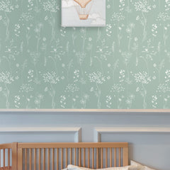 Papel Chuva De Flores Verde Celadon