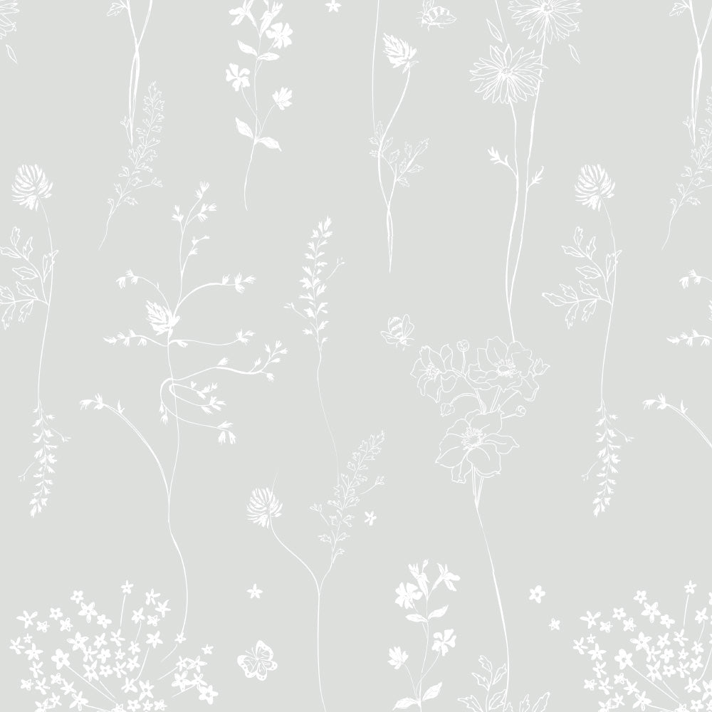 Papel Chuva De Flores Cinza