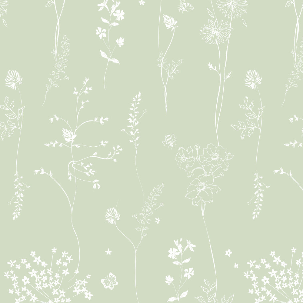 Papel Chuva De Flores Verde Floresta