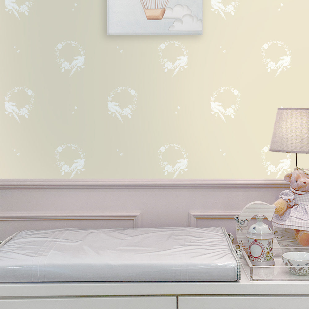 Papel Guirlanda Pássaros Bege  ( Faixa 2.80 H )