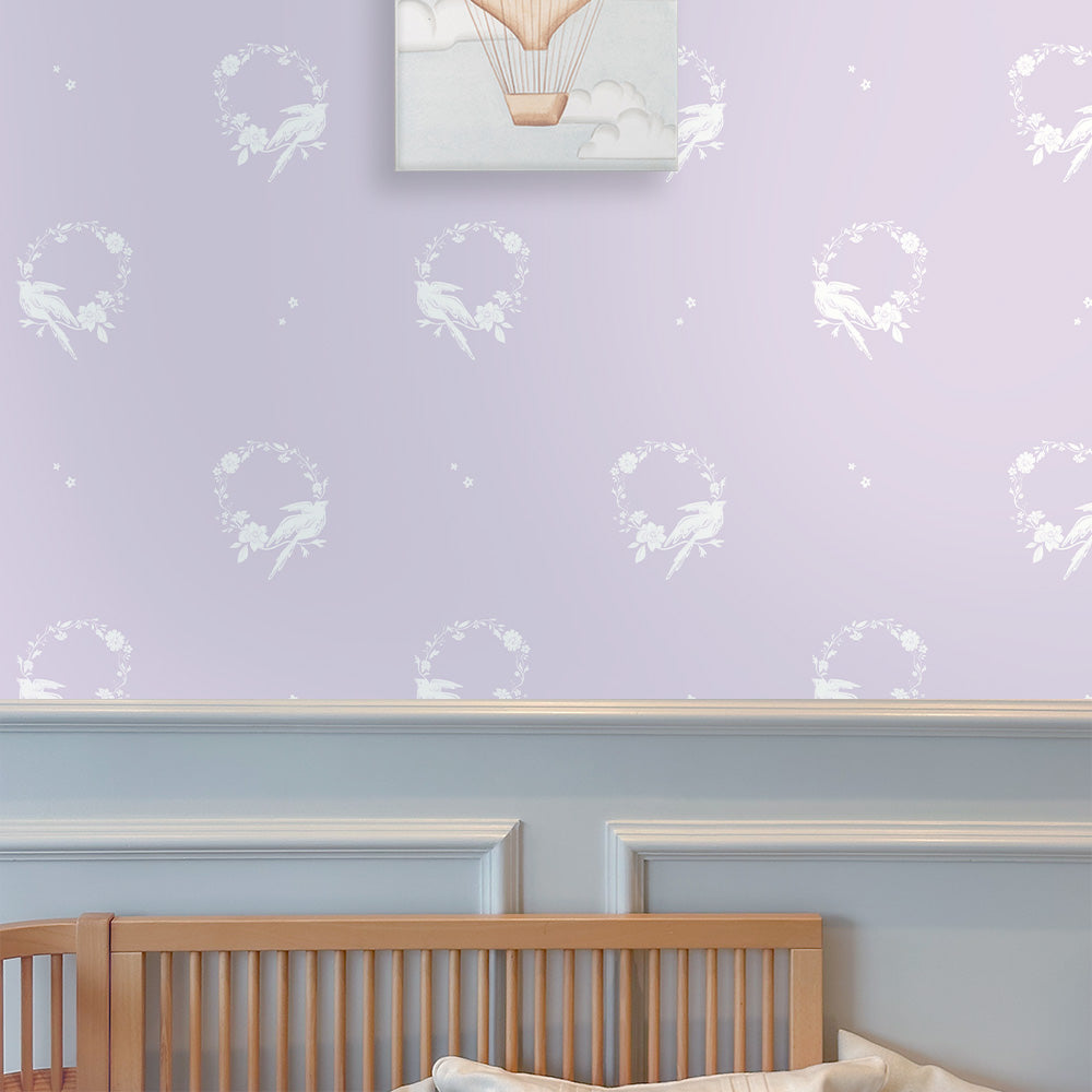 Papel Guirlanda Pássaros Lilás ( Faixa 1.70 H )