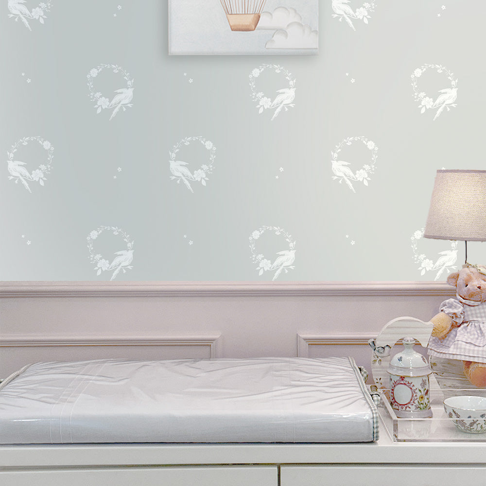 Papel Guirlanda Pássaros Cinza  ( Faixa 1.70 H )