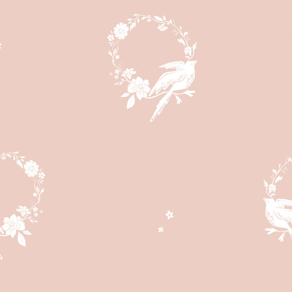 Papel Guirlanda Pássaros Rosa Quartz ( Faixa 2.80 H )