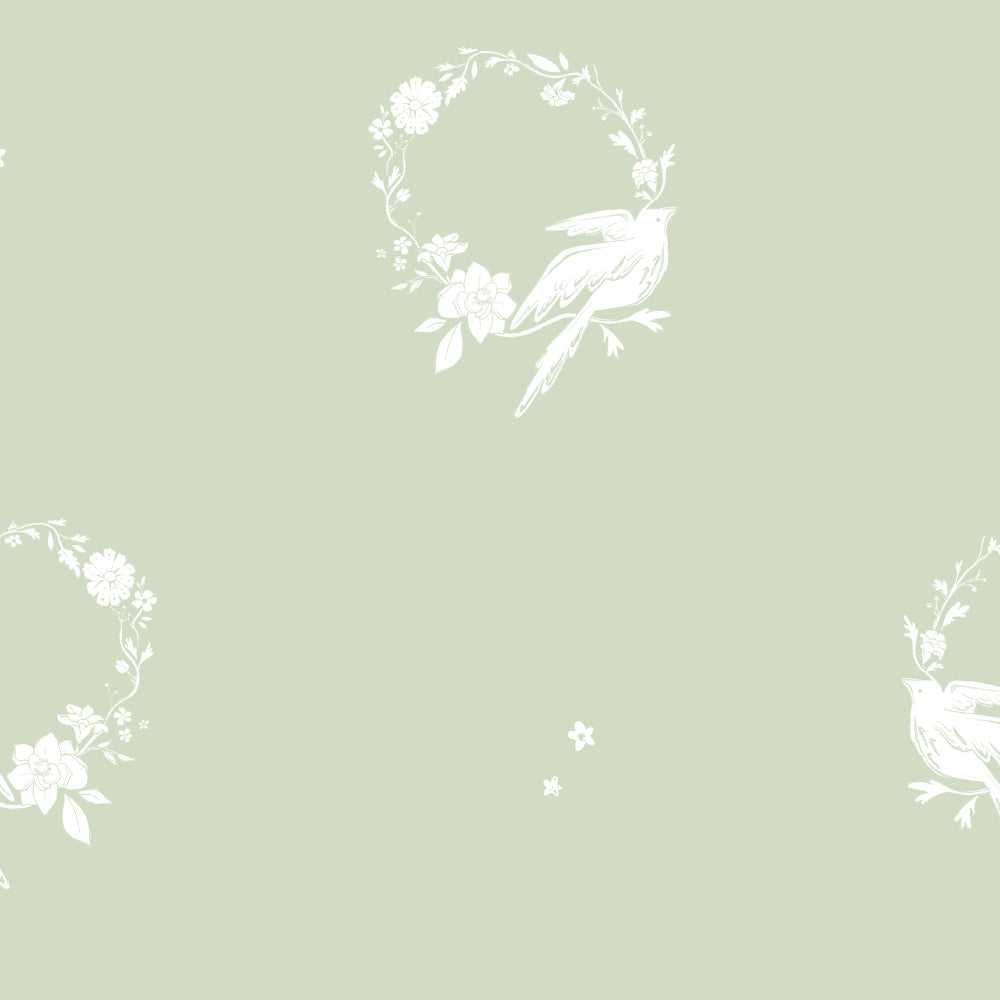 Papel Guirlanda Pássaros Verde Floresta ( Faixa 2.80 H )