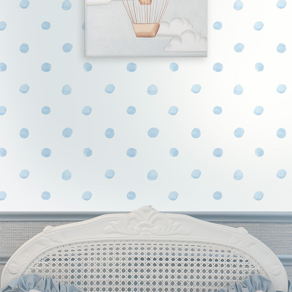 Papel Poá Aquarelado Azul Quartz ( Faixa 2.80 H )