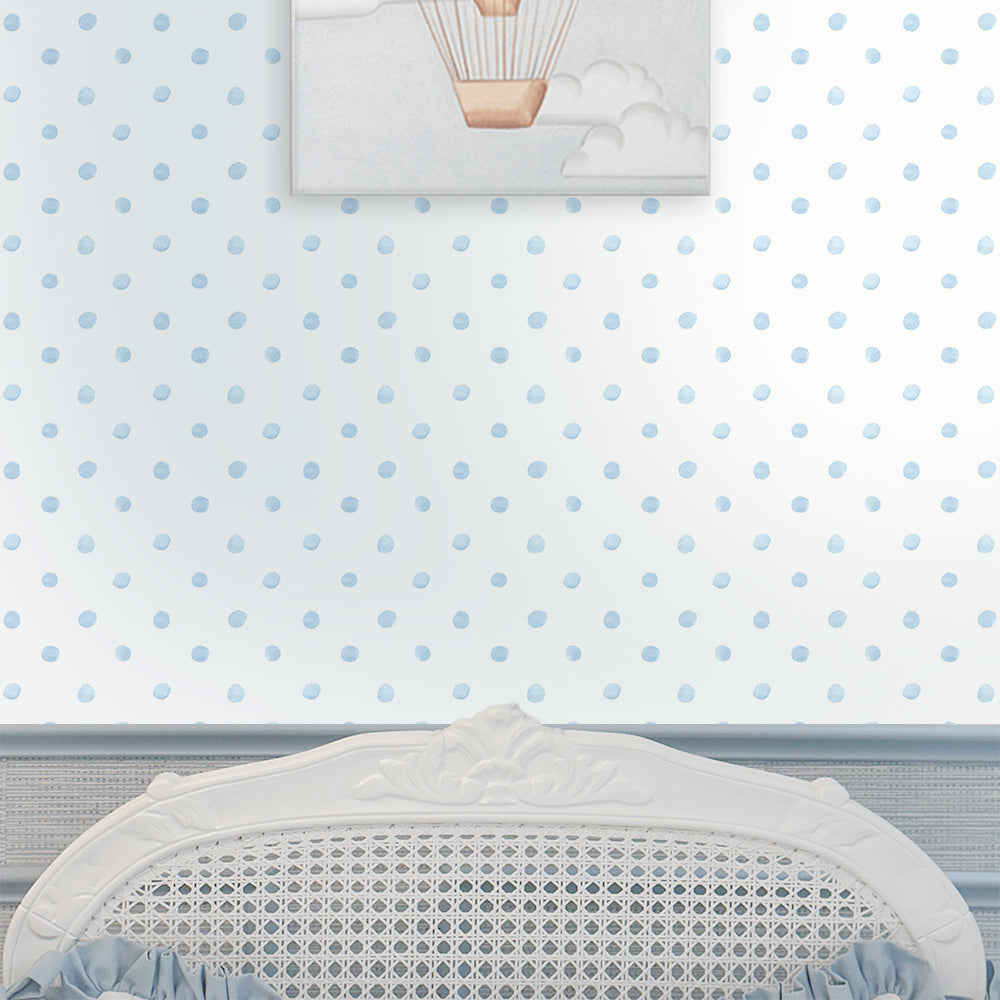 Papel Poá Aquarelado Mini Azul Quartz ( Faixa 2.80 H )