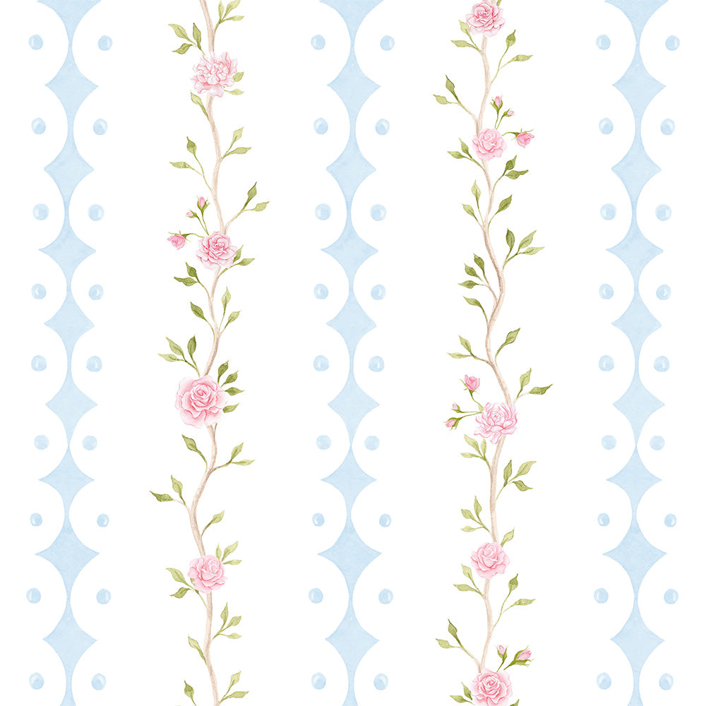 Papel Rose Garden Listras Azul Quartz  ( Faixa 2.80 H )
