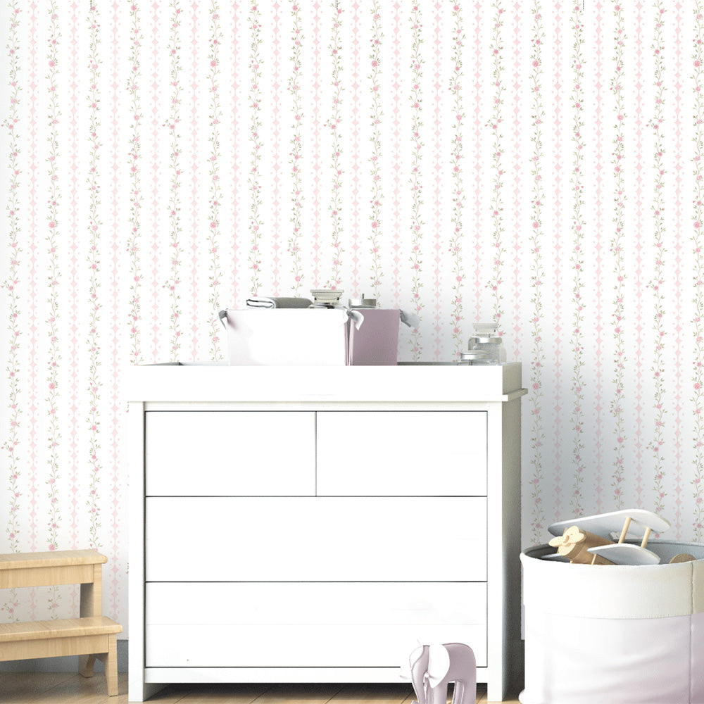 Papel Rose Garden Listras Rosa ( Faixa 2.80 H )