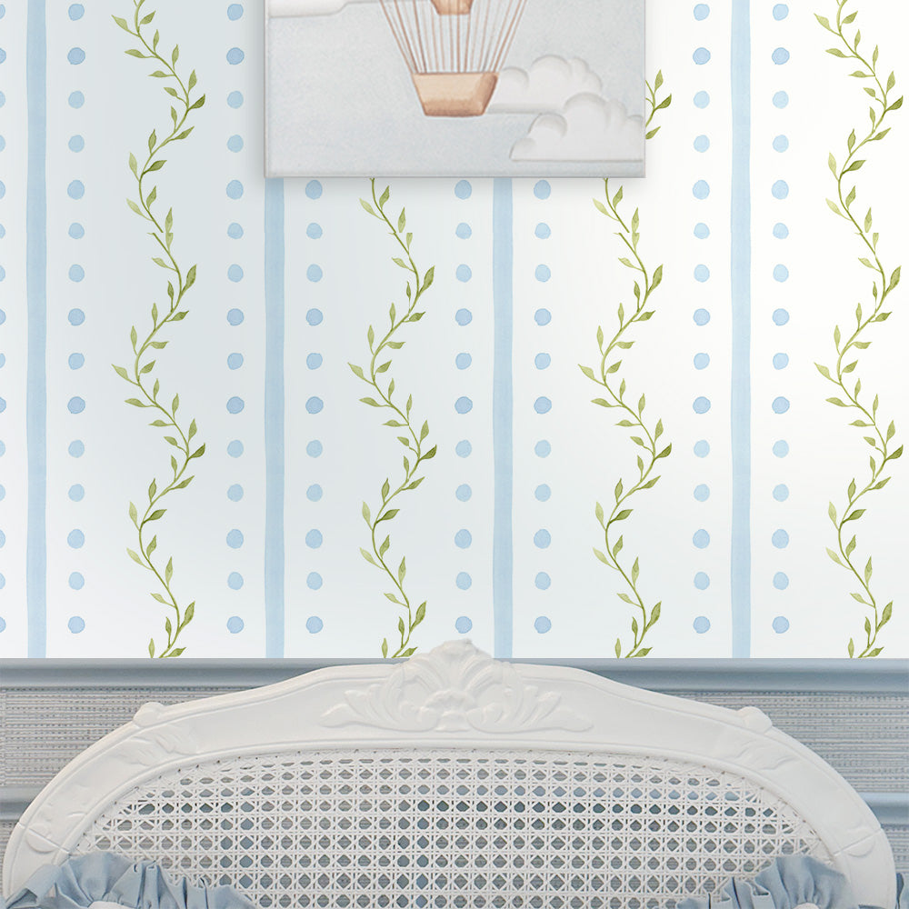 Papel Volutas Poá Azul Quartz  ( Faixa 1.70 H )