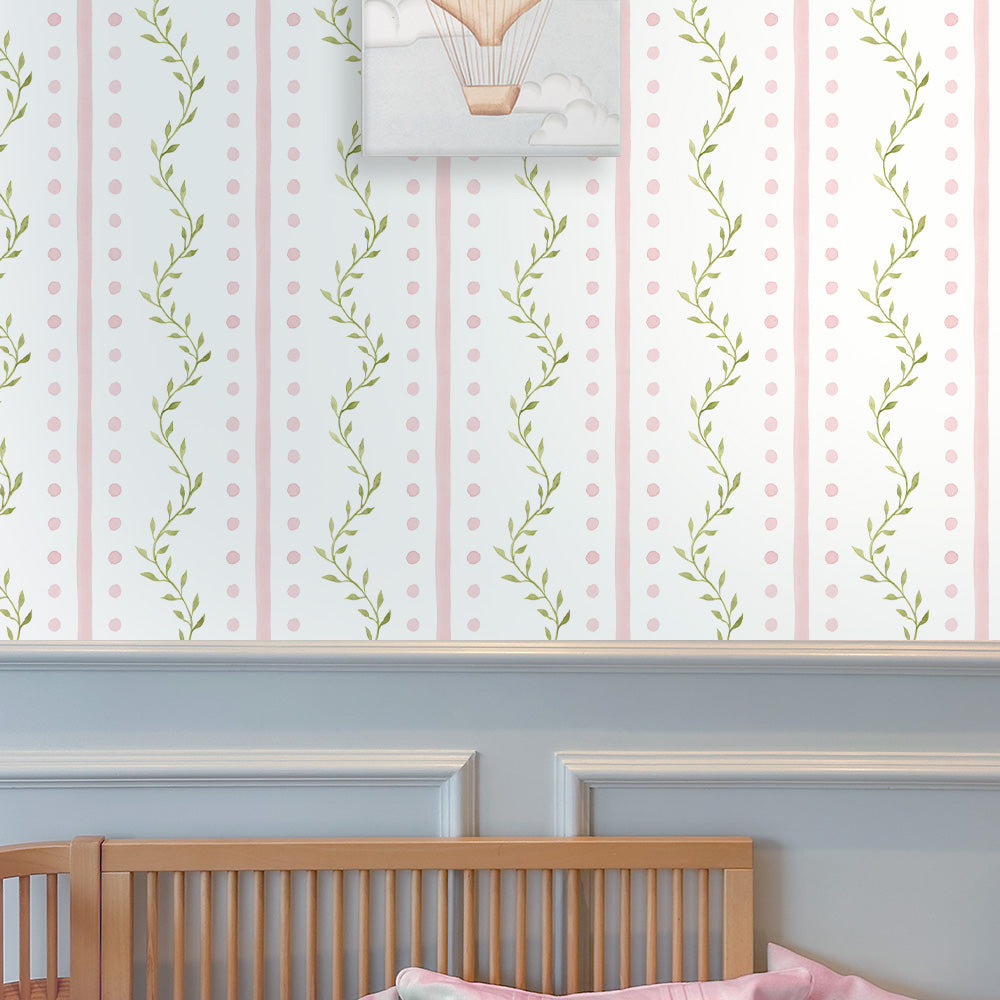 Papel Volutas Poá Rosa  ( Faixa 1.70 H )