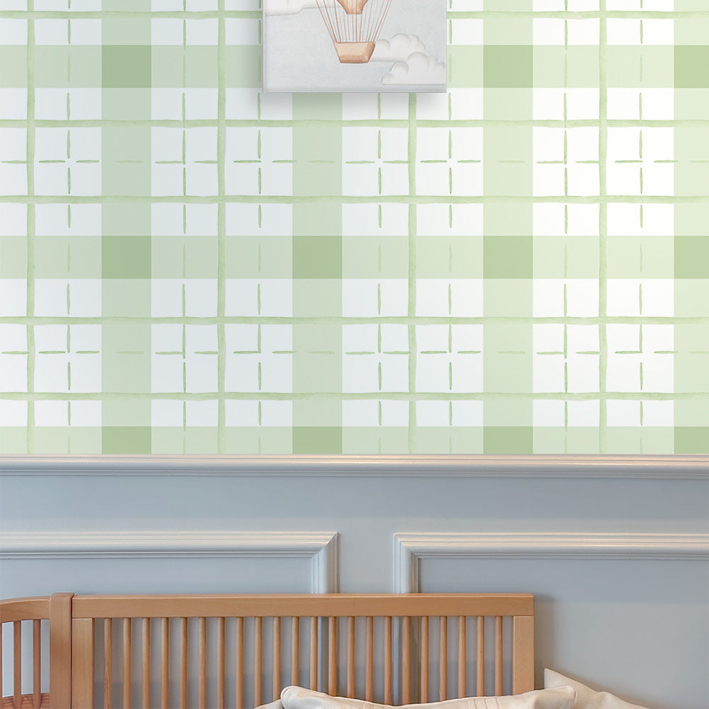 Papel Xadrez Aquarelado Verde Floresta ( Faixa 1.70 H )