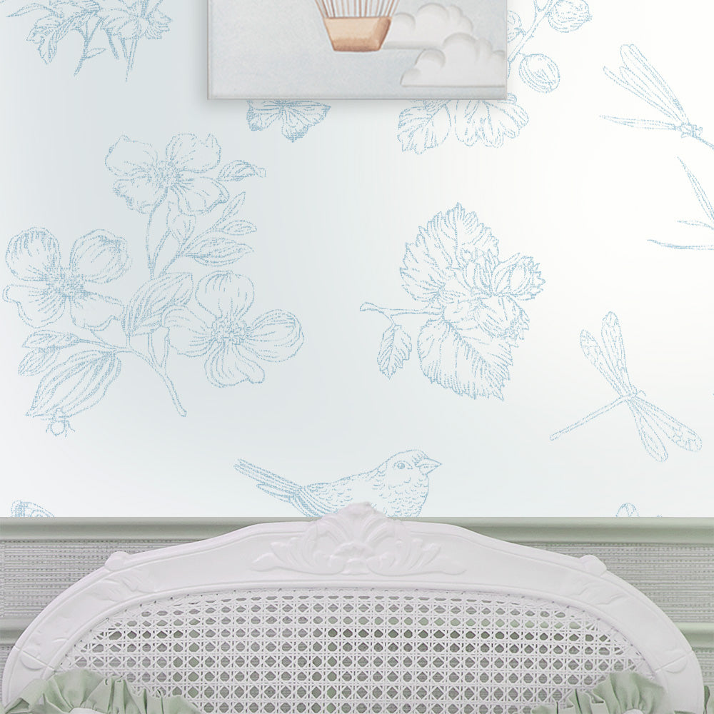 Papel Toile Borboleta Azul Náutico  ( Faixa 1.70 H )